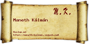 Maneth Kálmán névjegykártya